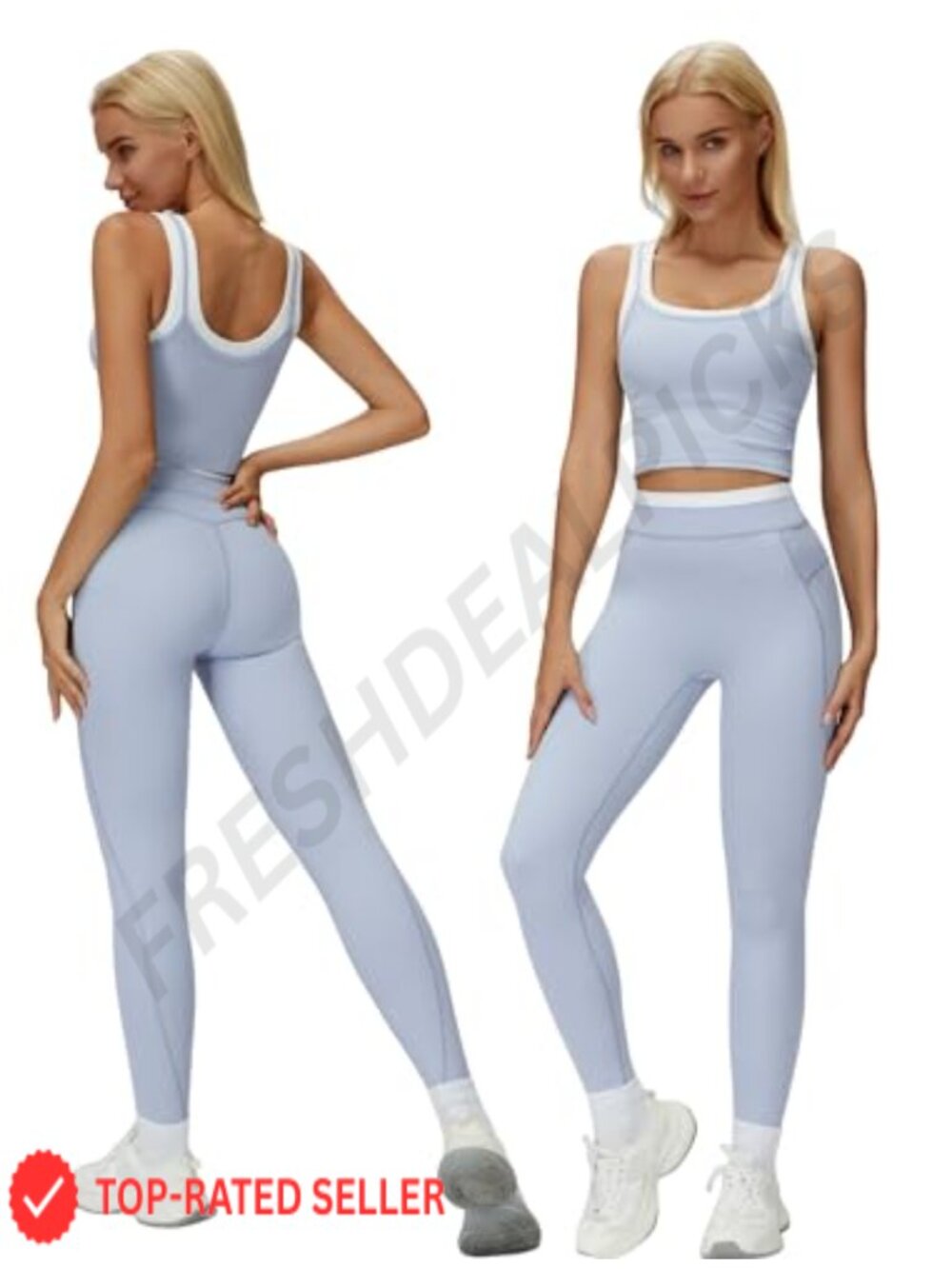 2 Piece Workout Set Racerback Tank Leggings Yoga Gym Outfit